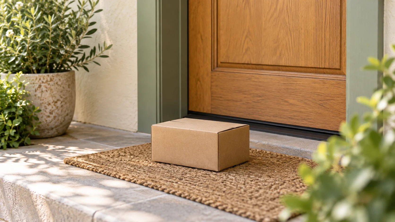 Small unmarked parcel beside a front door